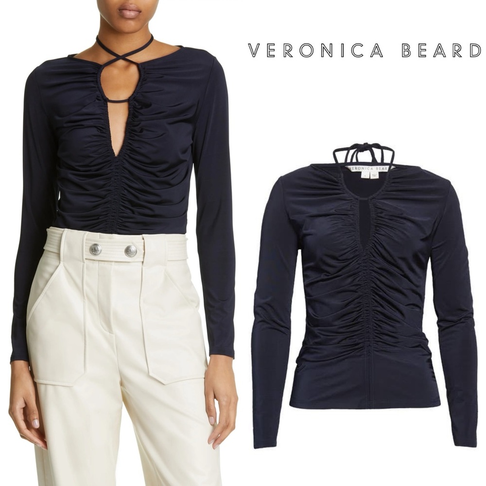 VERONICA BEARD Roque Ruched Tie Back Top